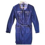 INC International Concepts Dark Denim Dress Size 8 Zippers Fall Vibes 80s Look Blue Photo 0