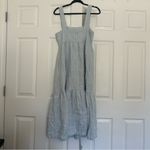 Madewell Cicely Tiered Midi Dress in Patchwork Light Blue Checkered Dress Photo 7