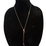Zipper Lariat Bolo Style Necklace With Matching Earrings Gold Photo 0