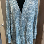 Knox Rose Knox‎ Rose Blue White Open Front Rayon Cardigan Kimono Paisley Western Boho Photo 0