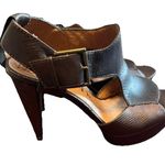 Anthropologie No 704b Vanya Brown Leather Python T Ankle Strap Pumps Shoes 5.5 Photo 2