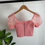 Alice + Olivia Eliana Smocked Crop Top Size XS in Pink Photo 8