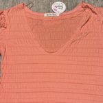 We The Free Large Free People coral puckered top short sleeve V neck Photo 1