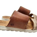 Born Leather Fabric Boho Shore Slide Sandals Slip On Brown Comfort Shoe Size 10M Photo 0