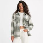 Levi's Levi’s Quilted Plaid Shacket Jacket Wool Blend XL Agave Gray NWT Photo 6
