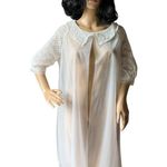American Vintage 1960s Vintage Off White Sheer Robe Nightgown lace embroidered collar size medium Photo 5