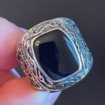 Sterling Silver Obsidian stone S925  ring size 8 Photo 7