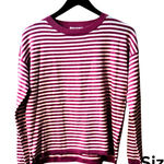 Staccato  Berry and White Striped Crewneck Sweater Photo 0