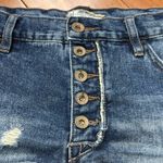 Free People FP  Womens Jean Shorts Button Fly Distressed Raw Hem Blue Denim Sz 27 Photo 1