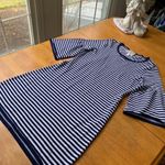 Sail To Sable  Bell Sleeve Sailor Midi Dress Knit Pullover Boho Chic Navy, Size S Photo 2