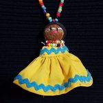 Coconut Husk Doll Necklace Yellow Photo 1