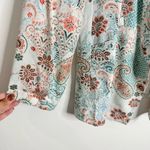 Chico's  Paisley‎ Floral Twill Blazer White Multi Open Front 16/18 Chico’s Size 3 Photo 6