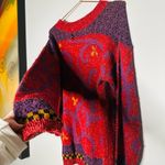 Vintage Manisha 90s Red Purple Silver Crewneck Holiday Sweater Size Medium Photo 11