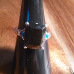 California Black Jade and Neon Apatite Sterling Silver Ring (Size 7) Photo 10