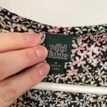 Wild Fable Puff Short Sleeve Tie Front Dress Black Pink Multi Floral Mini Boho M Photo 6