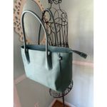 Dagne Dover  Signature Tote Womens Green Leather Laptop Padded Double Handles Zip Photo 1