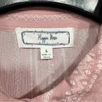 Hippie Rose  Mauve & Cream Boho Floral Design Long Sleeve Button Front Top Large Photo 6