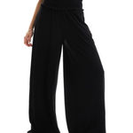 ASOS DESIGN Black Shirred Waist Wide Leg Pants Women’s Size 4 Photo 0