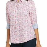 Foxcroft  NYC Women's Easy Care Pink Abstract Print Button Down Shirt Size Medium Photo 0
