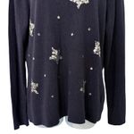 Kate Spade  Navy Blue Silver Sequin Star Constellation Cashmere Sweater sz S / M Photo 7
