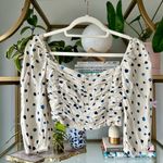 Aritzia Wilfred Lolita Cropped Blouse With Navy Polka Dots Photo 6