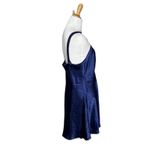 VTG Inner Most Lingerie Slip Dress Nightgown Lace Trim Satin Navy Blue Mini Med Photo 5