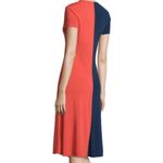 Tory Burch Walden Colorblock Asymmetrical Dress Blue Orange Stretch | Small Photo 1