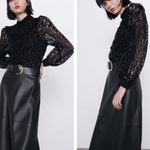 ZARA  Organza Velvet Animal Print Puff Sleeve Top size M Medium Photo 13