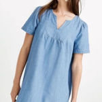 Madewell  Denim popover Swing‎ Dress  Wash Jean Chambray Blue Size Small Photo 0