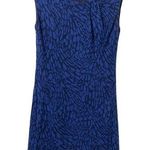 Loft Ann Taylor  Womens Blue Black Printed Sleeveless Career Sheath Dress Photo 0