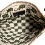 Clare V Woven Flat Clutch Tabs Crochet Olive Cream Bag Green Photo 8