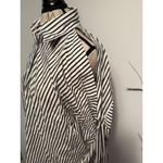 Striped Button Down Shirt Women's Small Cut Out Shoulder Long Sleeve White Photo 3