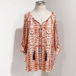 Dana Buchman Women's Abstract Snake Skin Print Roll Tab long Sleeve Blouse Size M Photo 0