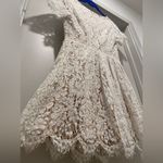 Tobi Cream & Beige Embroidered Crochet Lace Overlay Short-Sleeve Mini Dress - S Photo 4