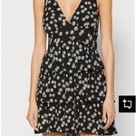 Gap  Small Black Ditsy Floral Bow Tie Back Ruffle Tiered Hem Mini Dress NWT Photo 2