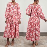Alix Of Bohemia Tuesday Midi Dress Red Ruby Floral Cotton Size XS Photo 7