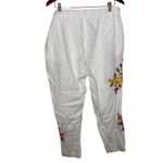 Johnny Was JW  white linen pants with floral embroidery sz XL Photo 2