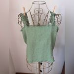 Aerie NWT  green smocked top with ruffle detail XL 55% cotton Photo 3