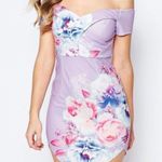 Ginger Fizz NWOT Off the Shoulder Floral Bodycon Dress with Curved Hem Photo 0