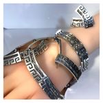 STERLING MID CENTURY MODERN CHOKER BRACELET EARRINGS COLLECTIBLE ARTICULATED SET Silver Photo 3