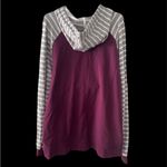 Orvis  Color‎ Block Pullover Long White/Gray Stripped Sleeves & Hoodie Size L Photo 3