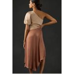 Anthropologie NWT By  Faux Leather One-Shoulder Asymmetrical Midi Dress Size 8 Photo 4