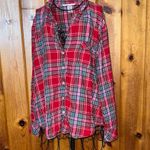 Victoria's Secret  Red and Green Plaid Button-Down Shirt small pajama top cozy Photo 0