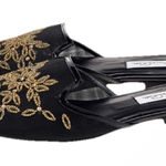 Oscar de la Renta Calista Beaded Floral Mesh Mule Slide Sandal Black 37.5 Photo 0