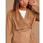 Lulus  Wild at Heart Tan Vegan Suede Moto Jacket L NWT Photo 1