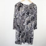 Dress Women Large Paisley Black White Cream Long Sleeve Artsy 3/4 Sleeve Artsy Photo 1