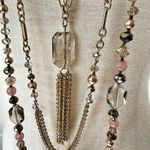 White House | Black Market multi strand detachable gold tone tassel necklace Photo 2