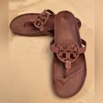 Tory Burch  Women's Miller Cloud Lilac Leather Thong Slides Sandals Size 9.5 Photo 2