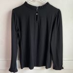 Caslon NWOT  Black Ruffle Detail Long Sleeve Blouse Photo 4