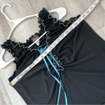 Vintage Anna Contrast Ruffle Sleeveless Tank Top Black (size 1xl) y2k 90s whimsy Photo 2